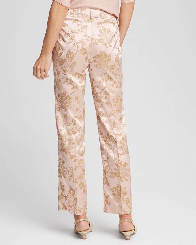 Satin Jacquard Straight Ankle Pants - image 3